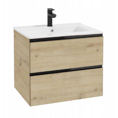 STAMAR  Waschbeckenunterschrank - 60 x 46 cm - Eiche Artisan/Schwarz - Elegant und funktional