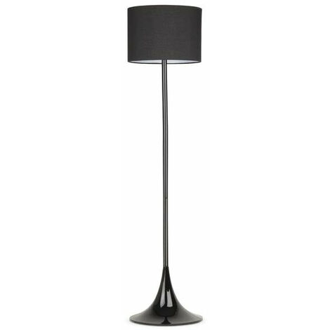 Stammlampe 171 cm vom Innenraum in schwarzem Metall mit schwarzem Lampenschatten
