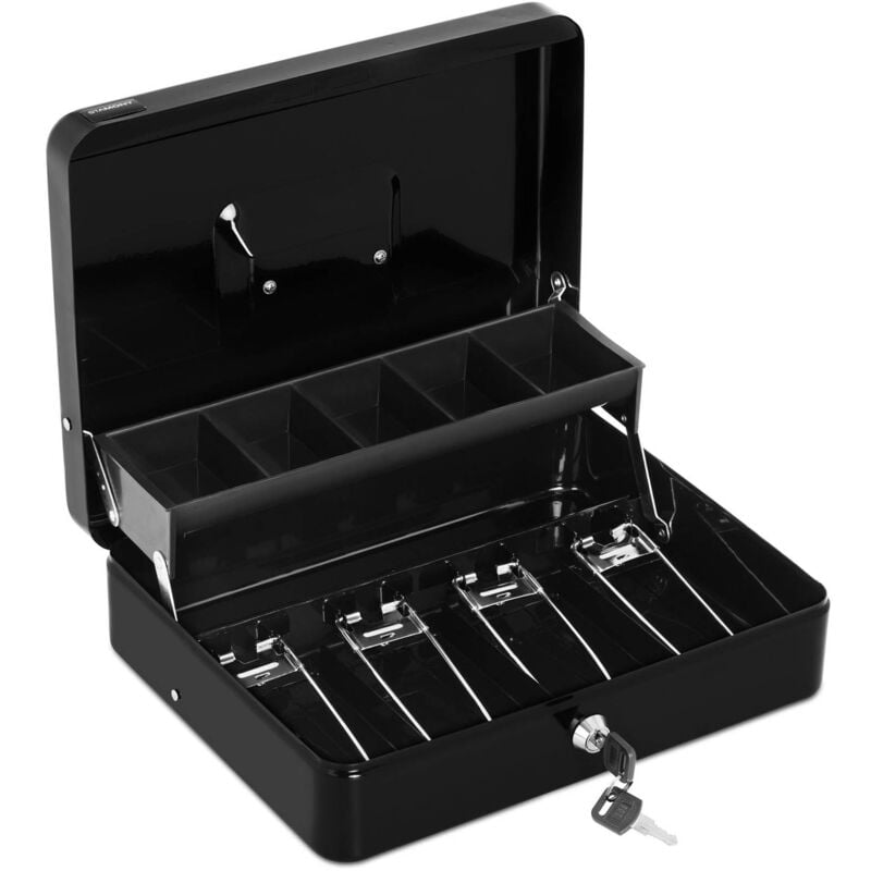 Stamony - Caisse à Monnaie En Acier Coffret Boite Avec Poignée, Serrure Barillet & 2 Clés