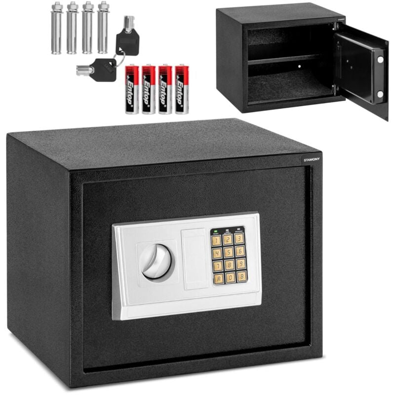 Stamony - Coffre-fort électronique avec code et compartiment à clés, 38x30x30 cm