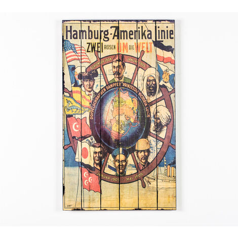 Stampa su legno con tela multicolor 60x100 cm