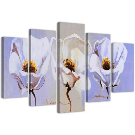 Stampa su tela 5 parti, Tre fiori - 200x100