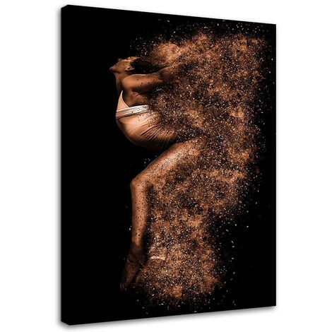 Stampa su tela, Bella donna in polvere d'oro - 60x90