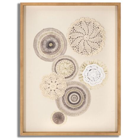 Stampa su Tela Circly con Inserti 45x3,2x60 cm in Legno e Tessuto