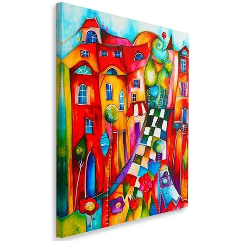 Stampa su tela, Città  colorata - 60x90