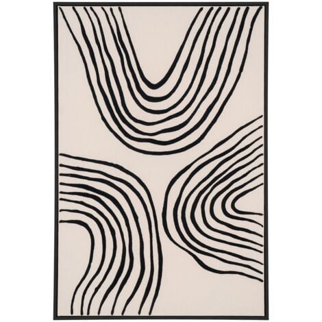 Stampa su Tela con Cornice Lipari, Cotone, MDF, Nero, Beige, 4x60x90 cm