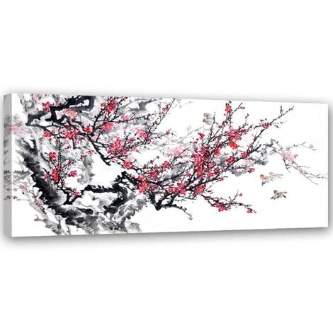 Stampa su tela, Fiori di ciliegio giapponesi - 120x40
