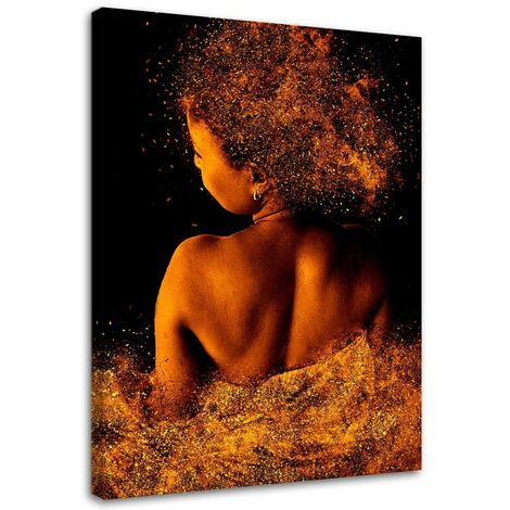 Stampa su tela, Giovane donna in polvere d'oro - 60x90