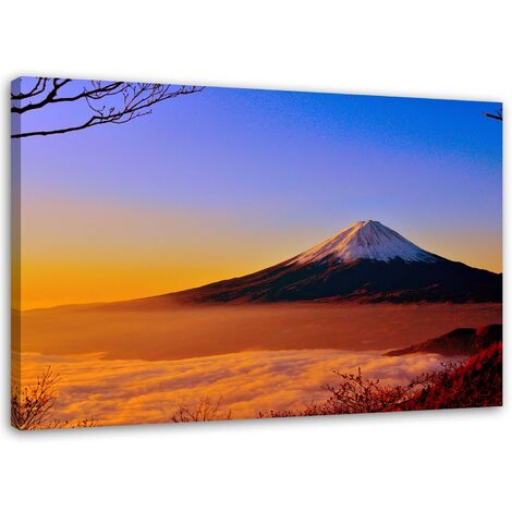 Stampa su tela, Il Monte Fuji immerso nella luce del sole - 120x80