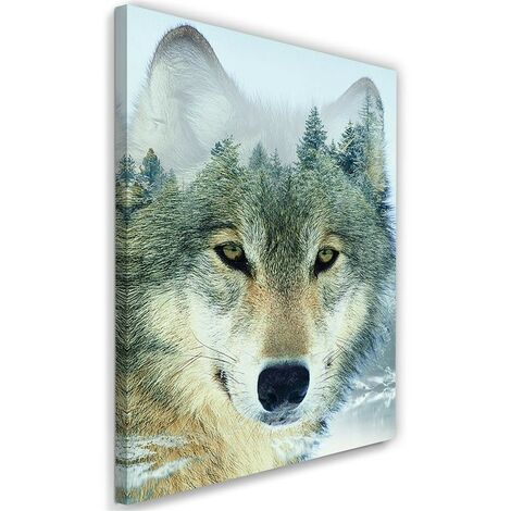 Stampa su tela, Lupo su uno sfondo di foresta - 60x90