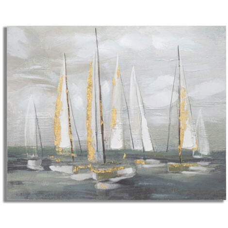Stampa su Tela Mare 3, Legno, Tessuto, Multicolore, 100x2,8x80 cm