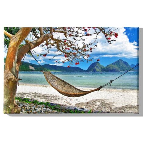 EPIKASA Stampa su Tela Mare 4 - Natura Wall Art Muro - Ingresso, Salotto, Soggiorno, Camera, Ufficio - Azzurro in Poliestere - 70 x 3 x 45 cm