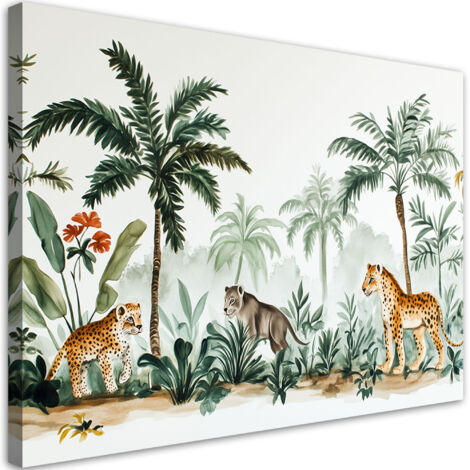 Stampa su tela per cameretta, Palme Animali africani - 60x40