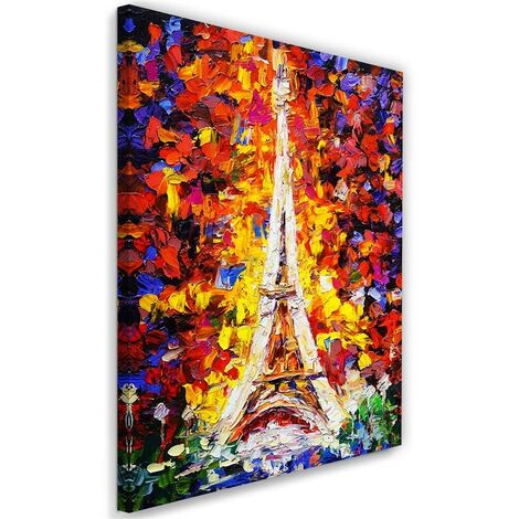 Stampa su tela, Torre Eiffel dipinta - 60x90