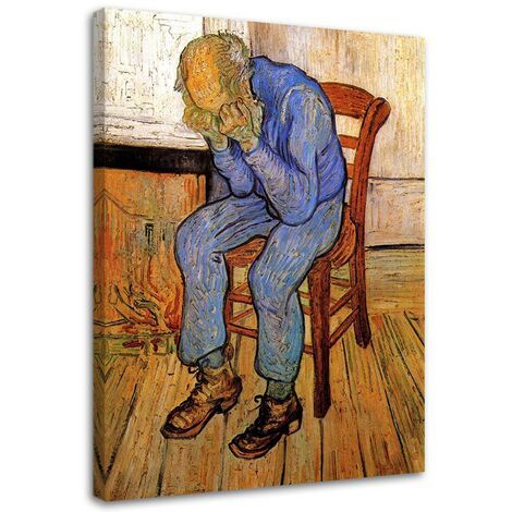 Stampa su tela, Vecchio addolorato - Riproduzione di V. van Gogh - 60x90