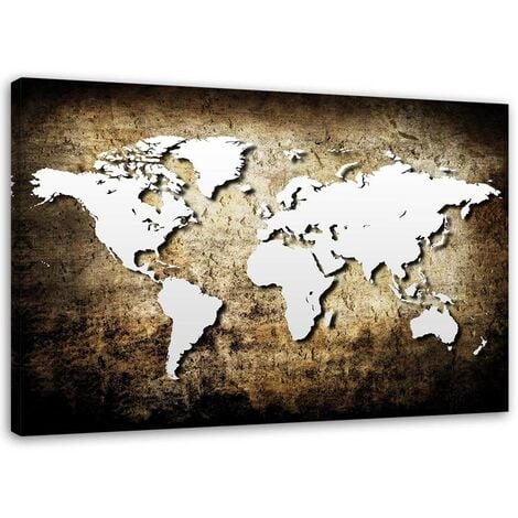 Mappa del mondo da parete in cotone beige 120 x 160 cm