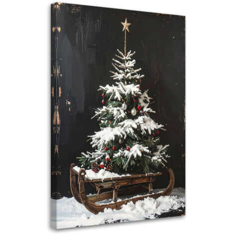 Stampe su Tela, Albero di Natale Natale slitta neve, 20x30