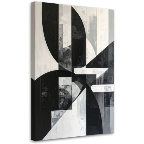 Stampe su Tela, Astrattismo geometrico bianco e nero, 60x90