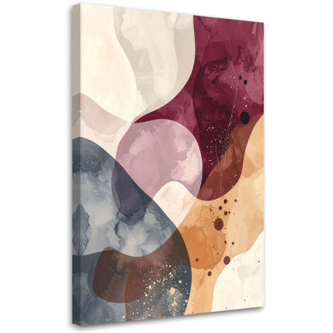 Stampe su Tela, Astratto in stile boho nei toni del bordeaux e del beige, 20x30