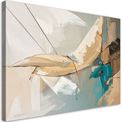 Stampe su Tela, Astrazione in beige e turchese, 30x20