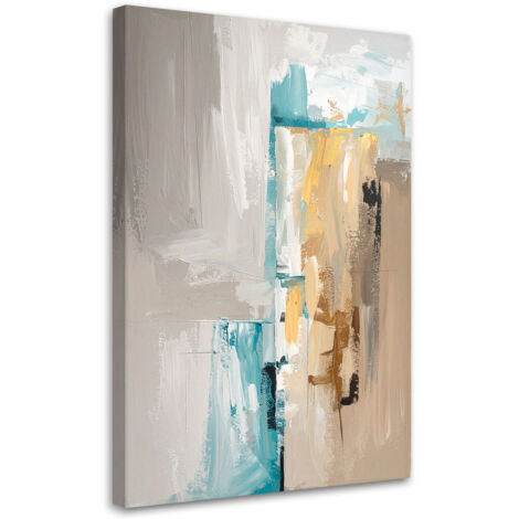 Stampe su Tela, Astrazione moderna turchese e beige, 60x90