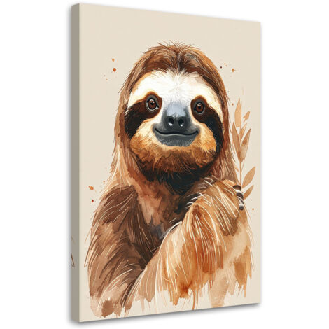 Stampe su Tela, Bradipo animali marrone beige, 60x90