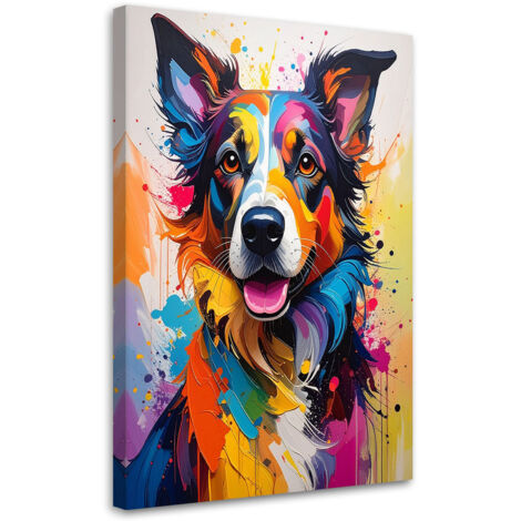 Stampe su Tela, Cane colorato imitazione vernice, 20x30