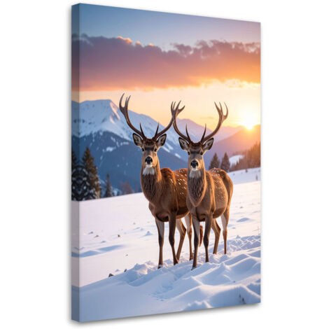 Stampe su Tela, Cervo nel paesaggio invernale, 40x60