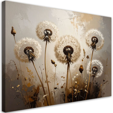 Stampe su Tela, Denti di leone fiori natura seppia, 30x20
