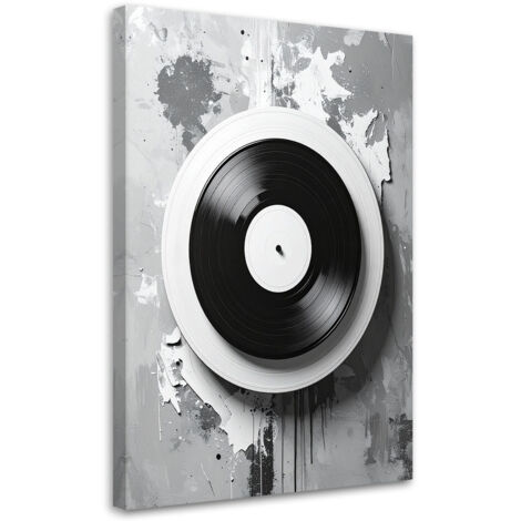 Stampe su Tela, Dischi in vinile musica bianco e nero, 30x45
