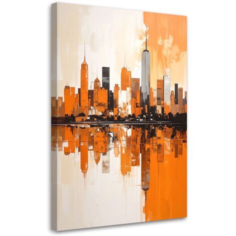 Stampe su Tela, Edifici cittadini arancioni imitazione vernice, 30x45