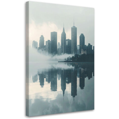 Stampe su Tela, Edifici moderni Città nella nebbia, 30x45