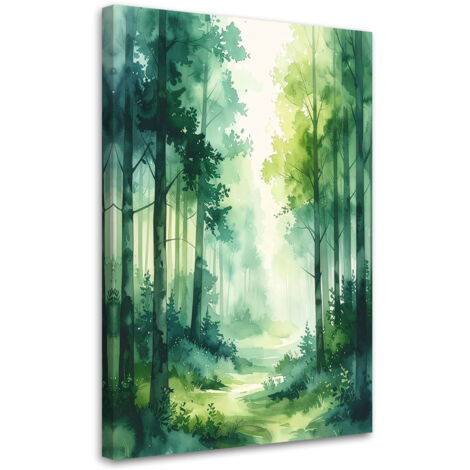 Stampe su Tela, Foresta verde nebbiosa Paesaggio boschivo, 20x30