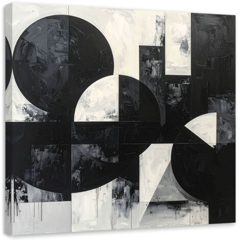 Stampe su Tela, Forme geometriche astratte bianco e nero, 20x20