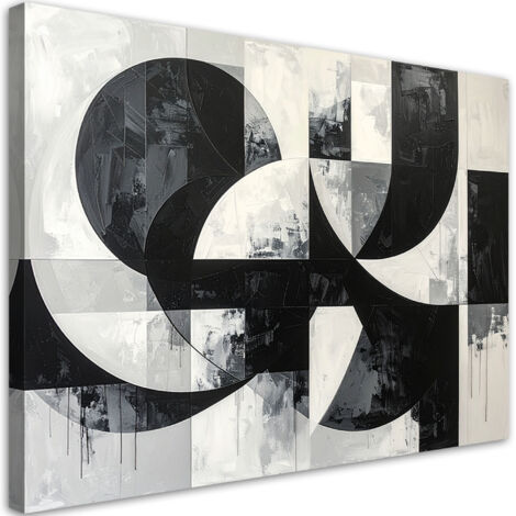 Stampe su Tela, Forme geometriche astratte bianco e nero, 45x30