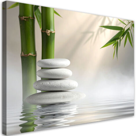 Stampe su Tela, Pietre bianche bambù bianco spa zen, 30x20