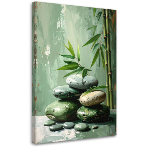 Stampe su Tela, Pietre zen spa bambù imitazione vernice, 20x30