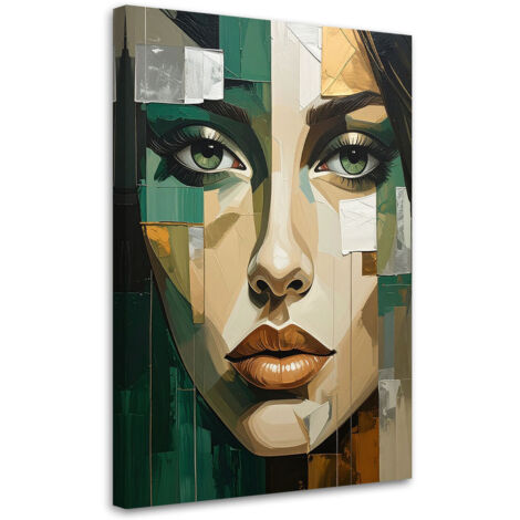 Stampe su Tela, Ritratto di donna verde, 60x90