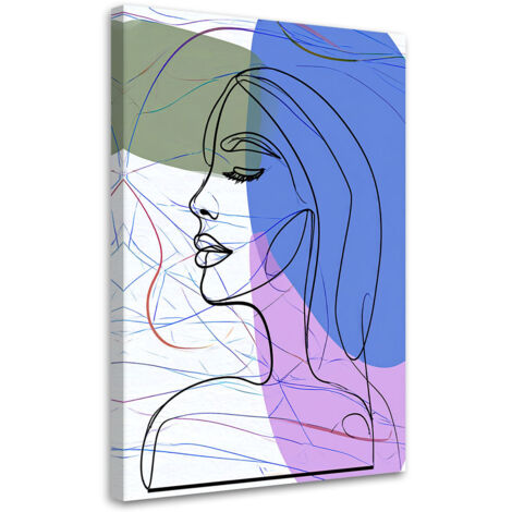 Stampe su Tela, Ritratto lineare di una donna, 20x30