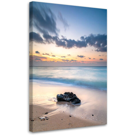 Stampe su Tela, Spiaggia mare tramonto pietre, 20x30