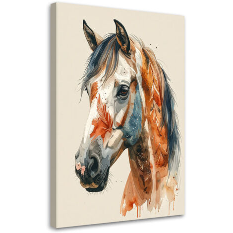 Stampe su Tela, Testa di cavallo animali in beige, 60x90