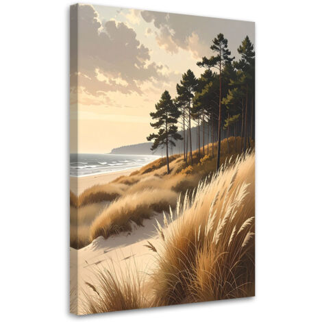 Stampe su Tela, Vista delle dune della spiaggia e del mare come un dipinto, 20x30