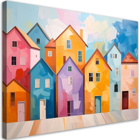 Stampe su Tela, Vista di case colorate edifici, 100x70