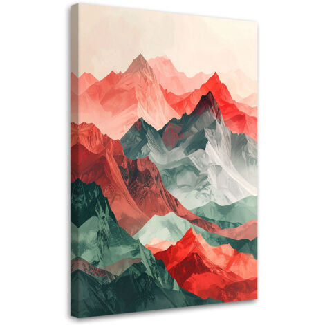 Stampe su Tela, Vista sulle montagne Astratto Pastello verde rosso, 20x30
