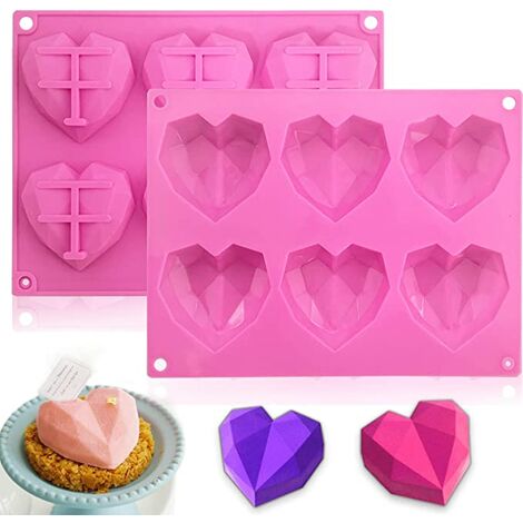 22 cm in silicone 8 tazze 4 cavità per ghiaccio in silicone a forma di cuore a forma di cuore San Valentino Stampo per cioccolatini a forma di cuore per fai da te torte 