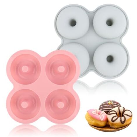 Stampo per ciambelle da 2 pezzi, stampo antiaderente per torte a 4 cavità, stampo per ciambelle in silicone e resistente al calore, stampo per ciambelle per torte, biscotti, bagel e muffin