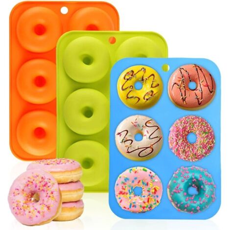 Stampo per ciambelle riutilizzabile in 3 parti. Adatto per torte, cupcake, biscotti, bagel (verde, arancione, blu).