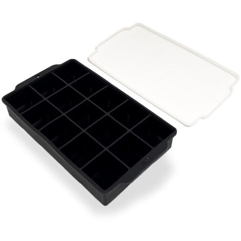 Stampo per cubetti di ghiaccio, 2 pezzi, 15 scomparti, vassoio per cubetti di ghiaccio in silicone, cubetti di ghiaccio quadrati da 3,5 cm per cocktail, whisky, vino, frutta, puree di frutta