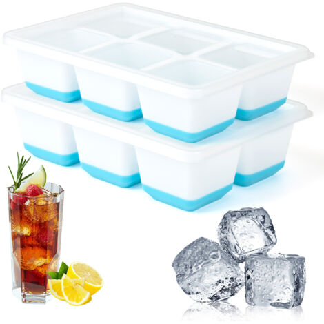 Stampo per cubetti di ghiaccio a 6 scomparti, stampo per cubetti di ghiaccio in silicone senza BPA, rilascio facile, adatto per cocktail e whisky (confezione da 2)