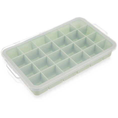 Stampo per cubetti di ghiaccio con coperchio, silicone, verde, 22,5x13x3 cm